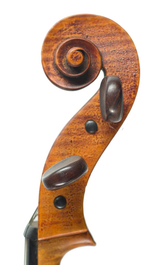Cello by Marshall Youngman, Halifax, 1918 — scroll
