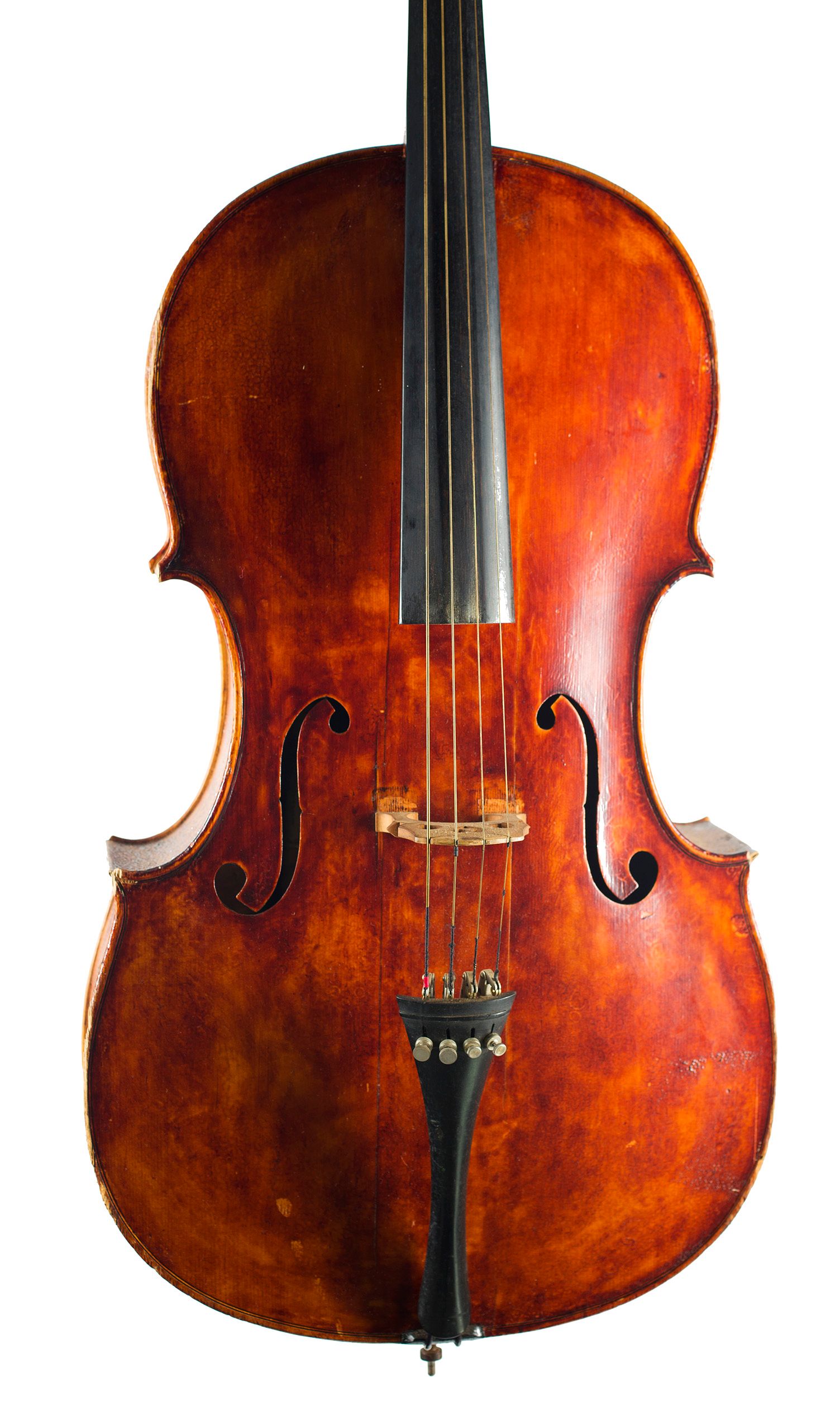 Cello by Marshall Youngman, Halifax, 1918 — angled view, 10°