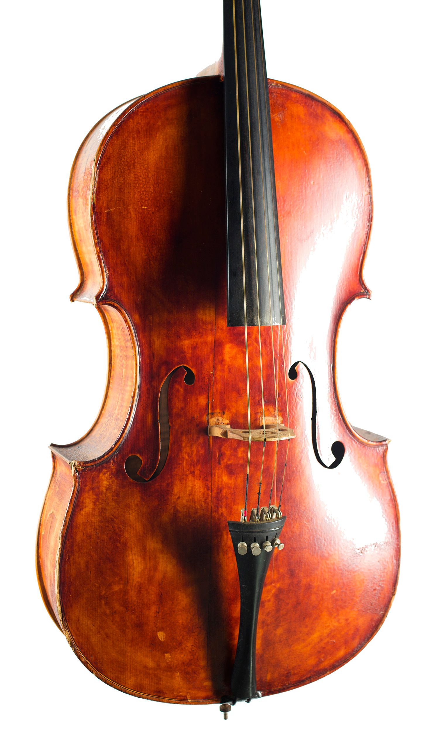 Cello by Marshall Youngman, Halifax, 1918 — angled view, 20°