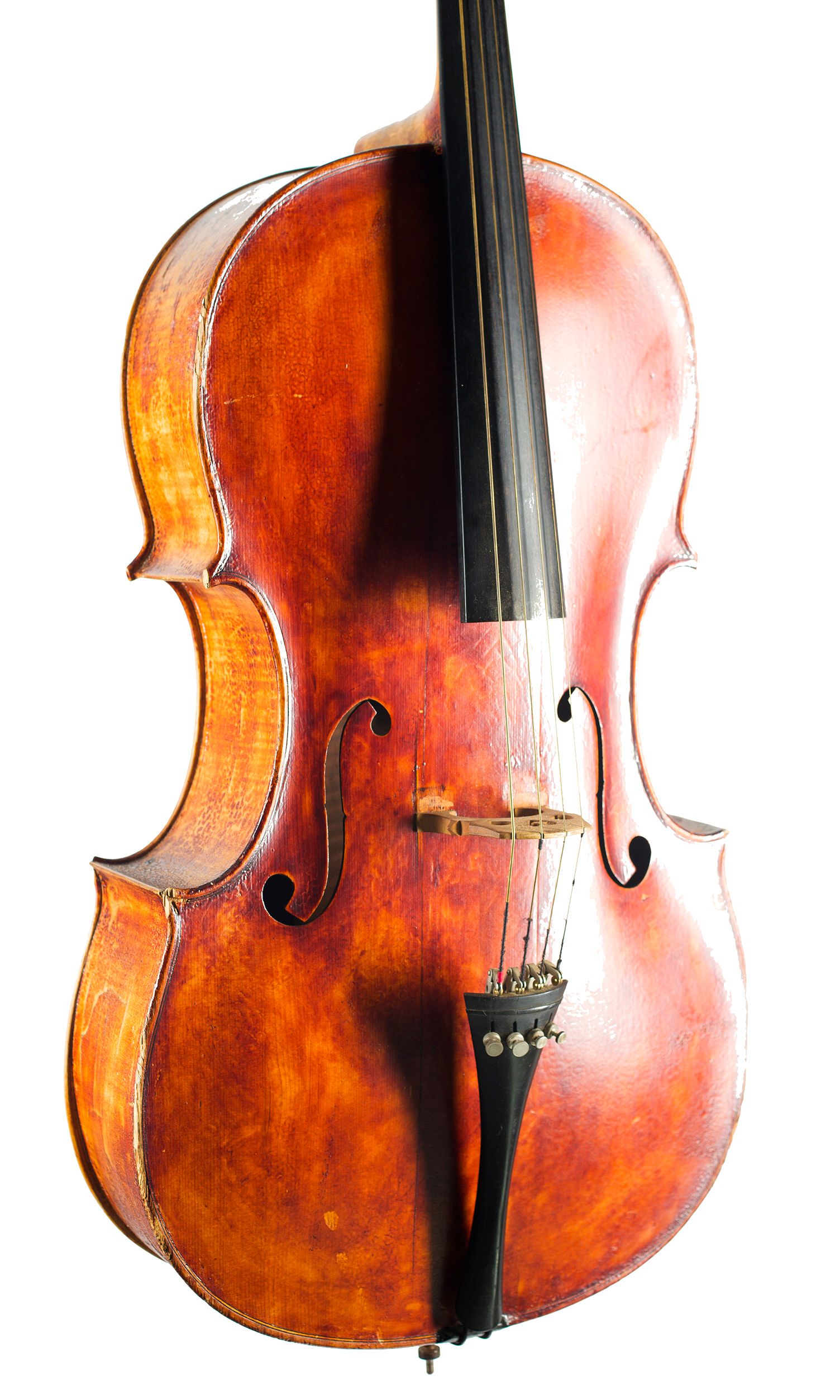 Cello by Marshall Youngman, Halifax, 1918 — angled view, 30°