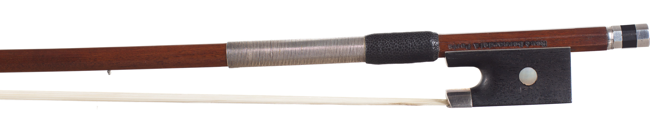 A silver-mounted violin bow by Marie Louis Piernot, Lyon, circa 1920 — frog