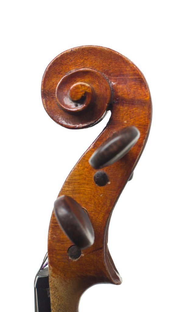 Violin, Workshop of Jerome Thibouville-Lamy, Mirecourt, circa 1910 — scroll