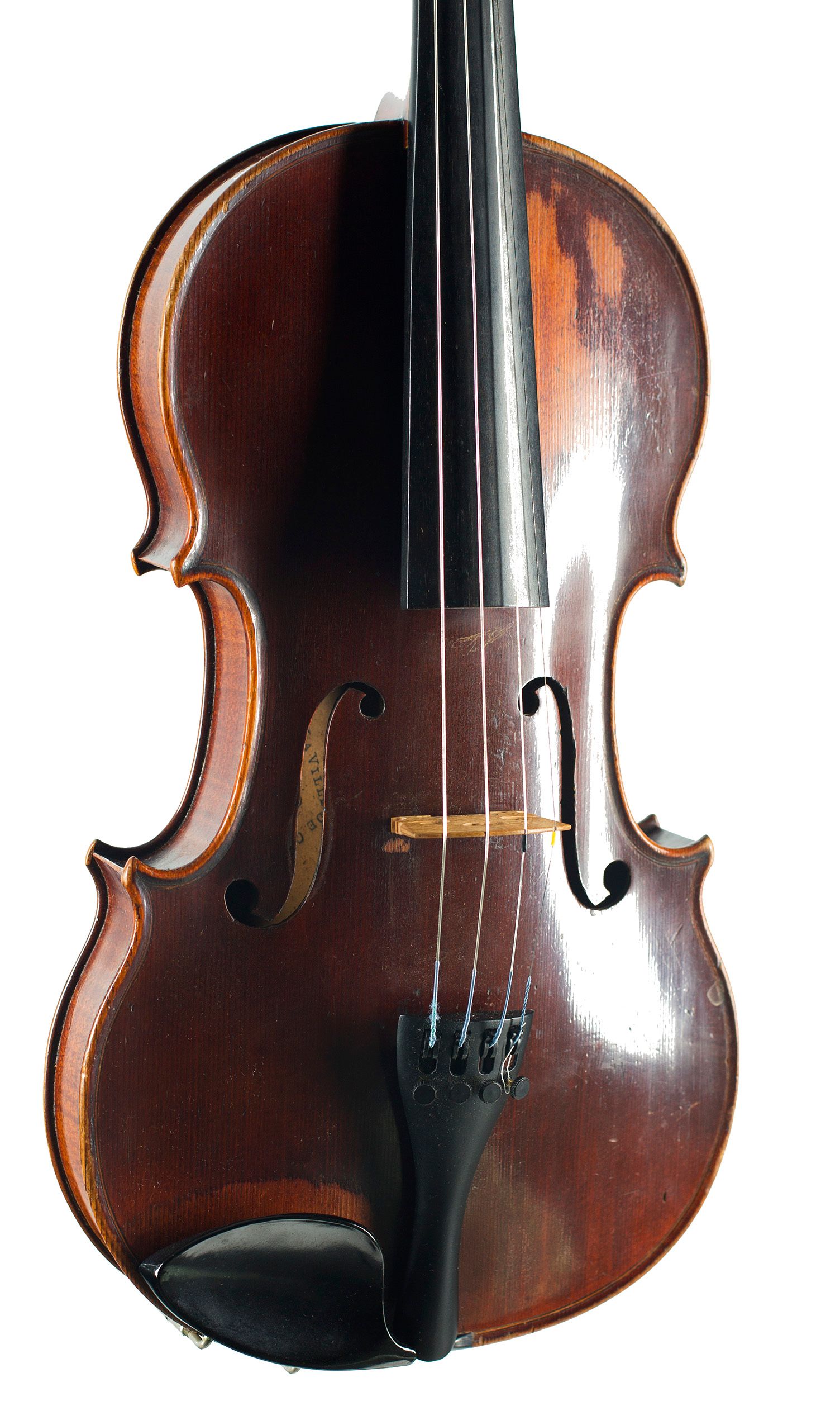 Violin by Didier Nicolas Aine, Mirecourt, circa 1820 — angled view, 20°