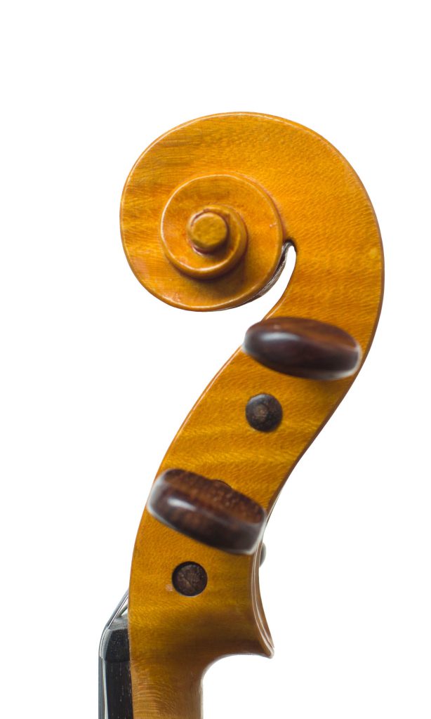 Violin by G. P. Love, Thornton-in-Craven, 1980 — scroll