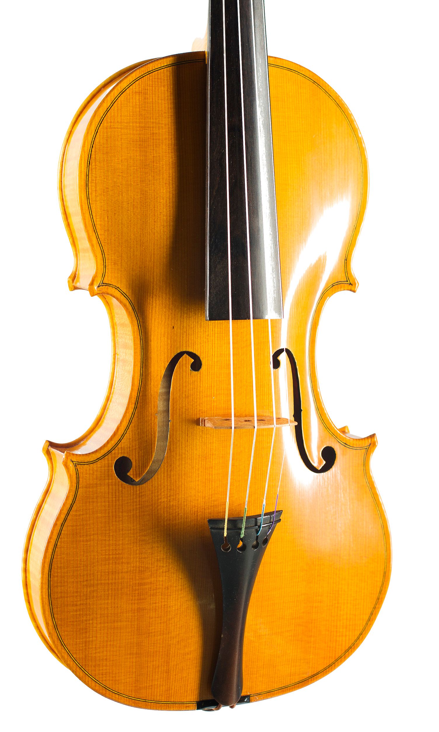 Violin by G. P. Love, Thornton-in-Craven, 1980 — angled view, 20°