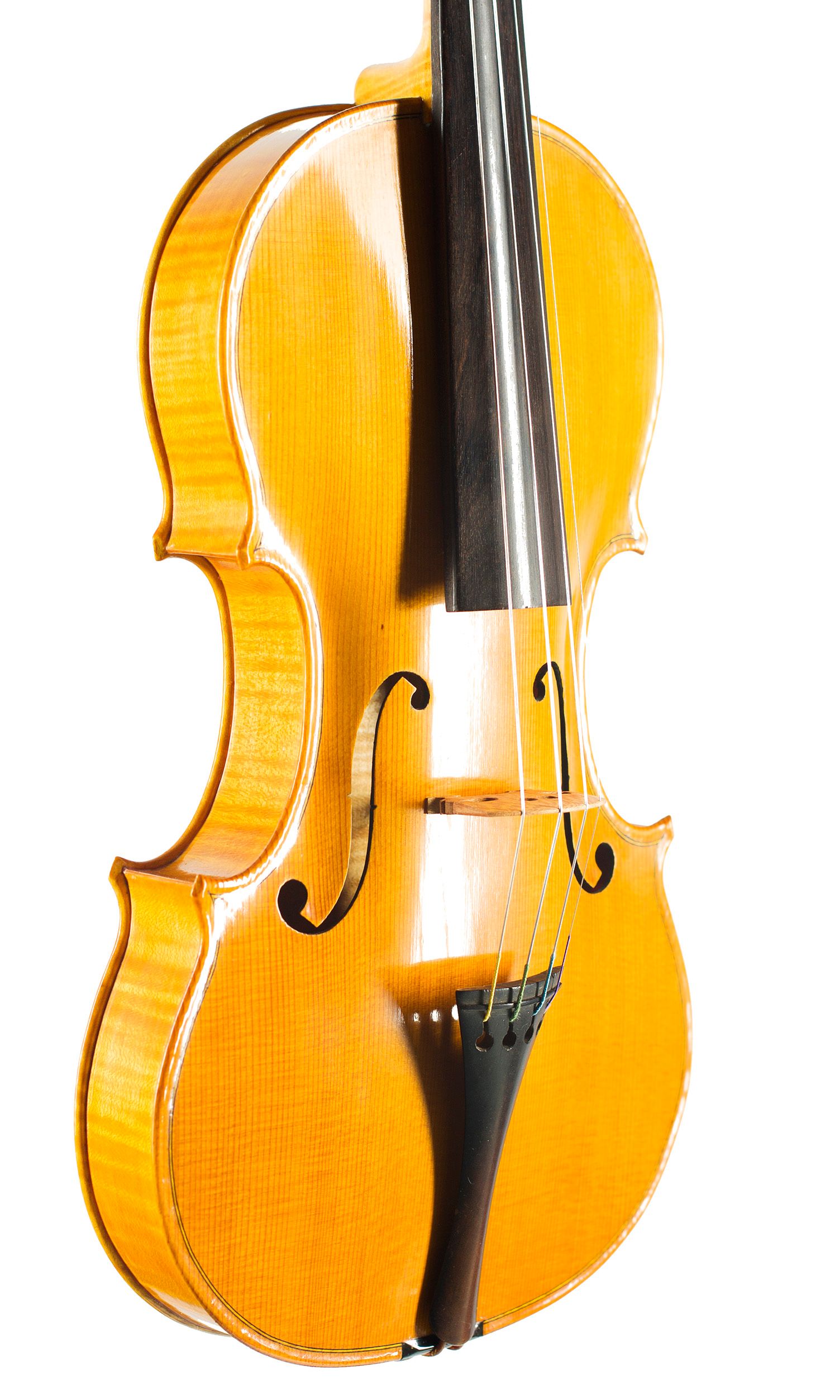 Violin by G. P. Love, Thornton-in-Craven, 1980 — angled view, 40°