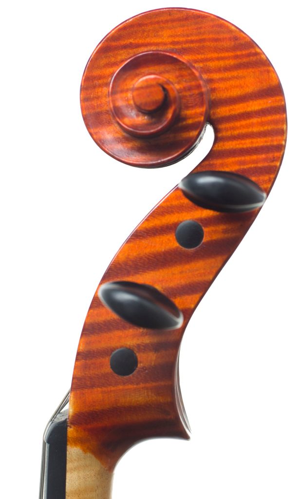 Viola by Enzo Barbieri, Mantua, 1980 — scroll