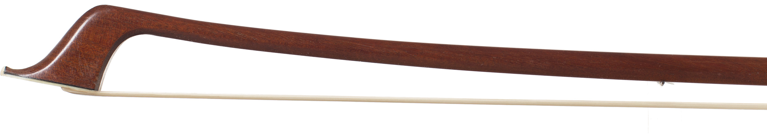 A nickel-mounted cello bow, by Roger François Lotte, France, circa 1960 — head