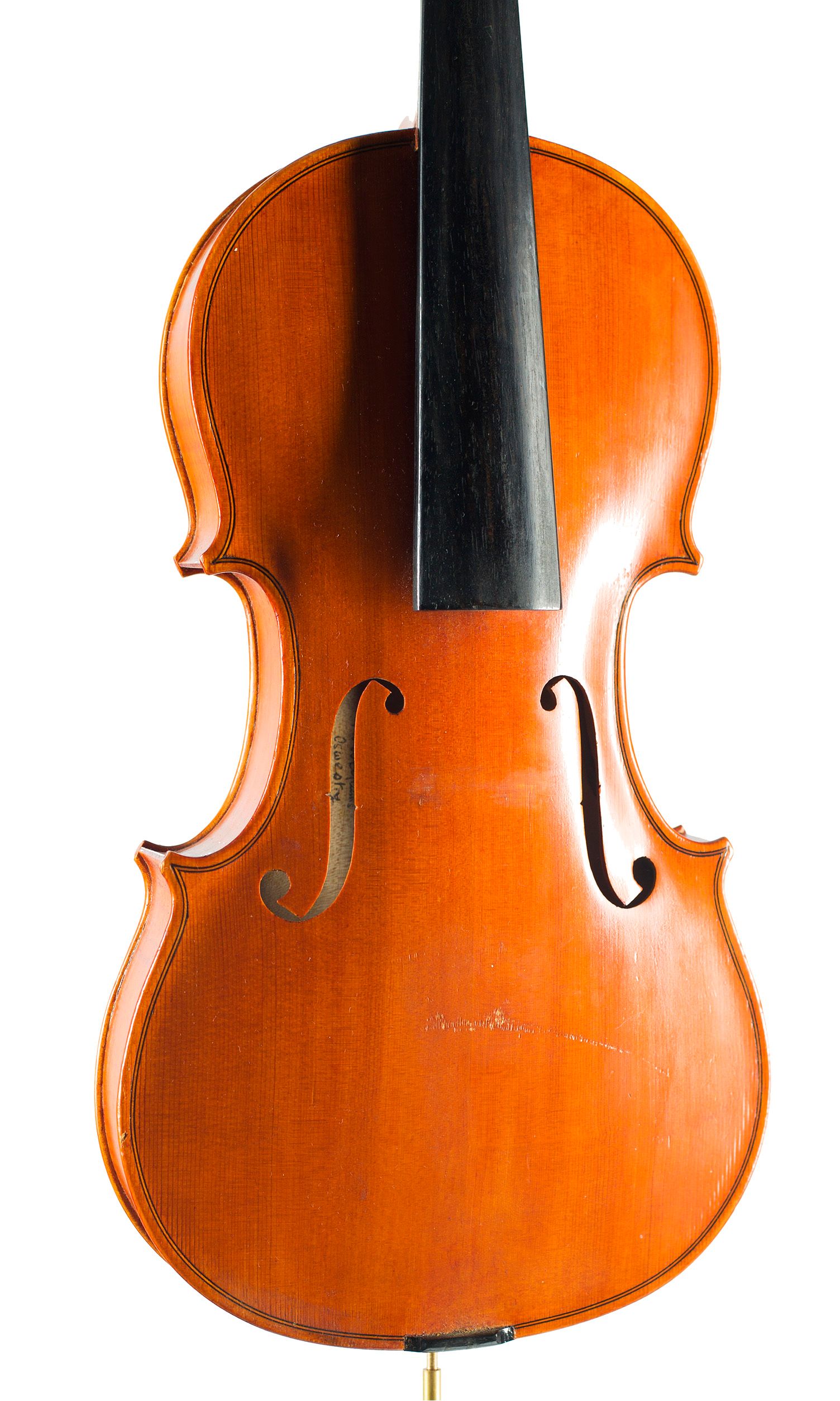 Violin by R. Williams, Oswestry, 1977 — angled view, 20°