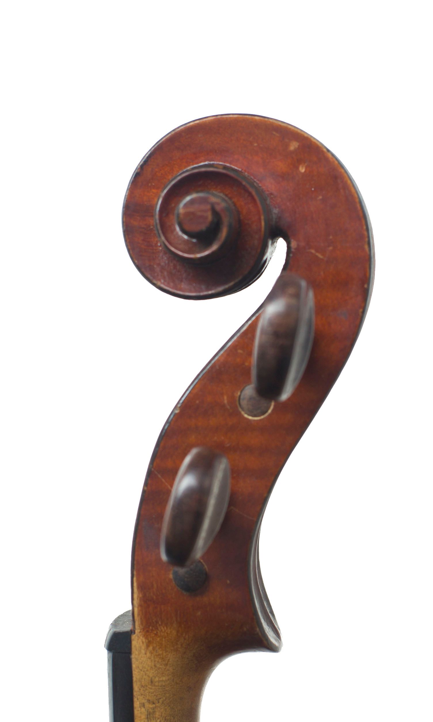 Violin, Workshop of Ch. J. B. Collin-Mezin, Mirecourt, 1928 — scroll