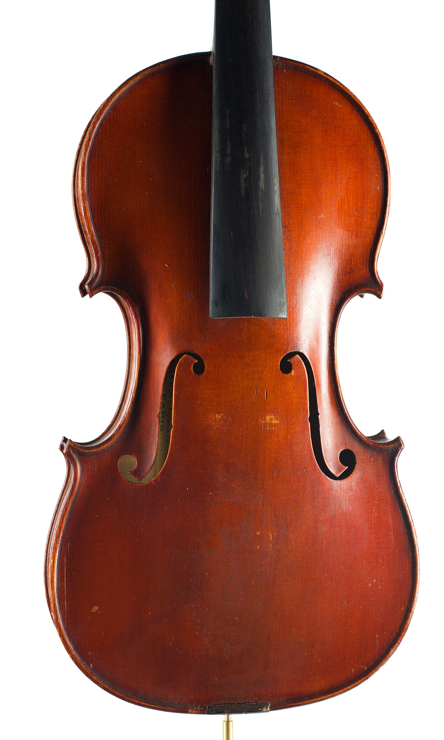 Violin, Workshop of Ch. J. B. Collin-Mezin, Mirecourt, 1928 — angled view, 10°