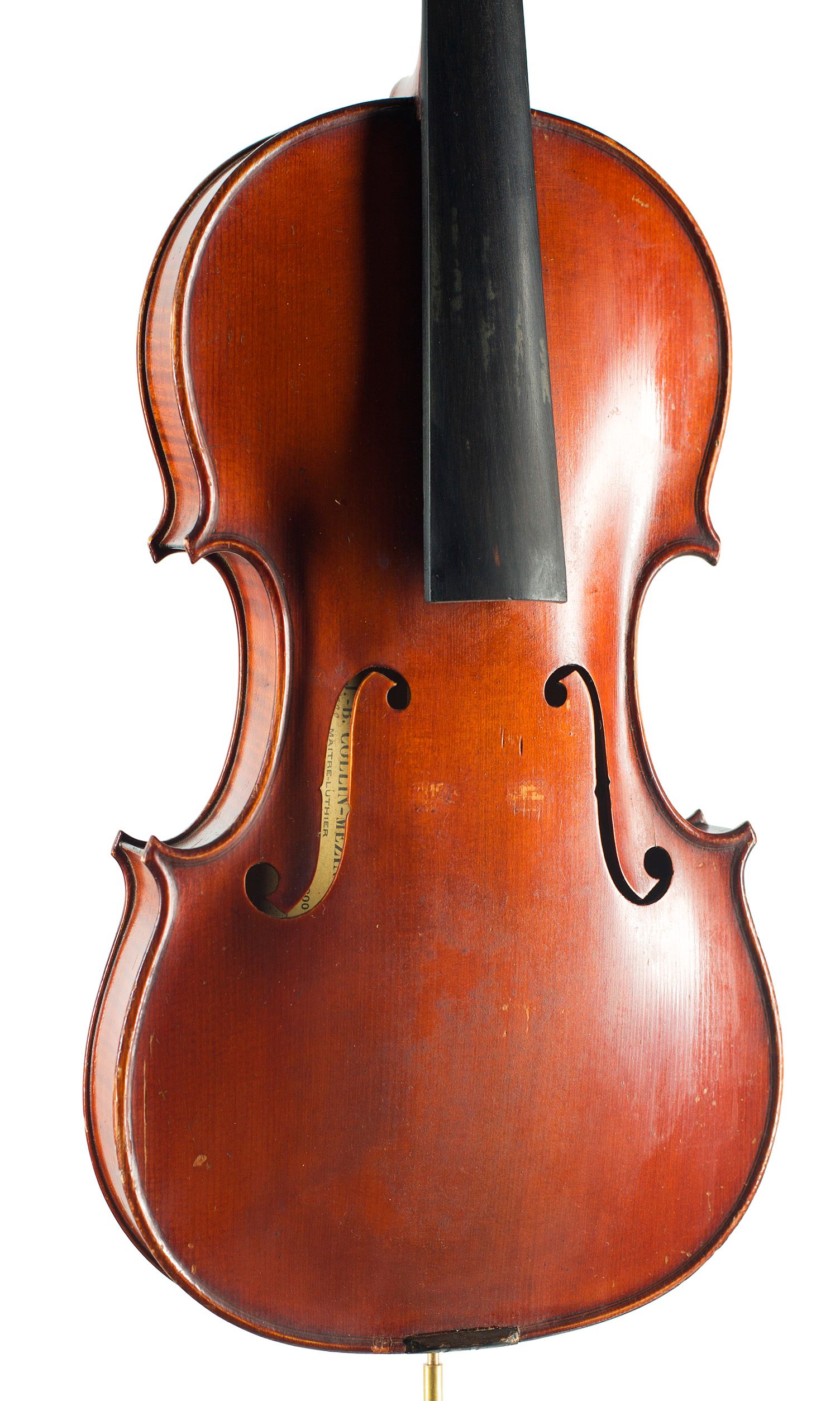 Violin, Workshop of Ch. J. B. Collin-Mezin, Mirecourt, 1928 — angled view, 20°