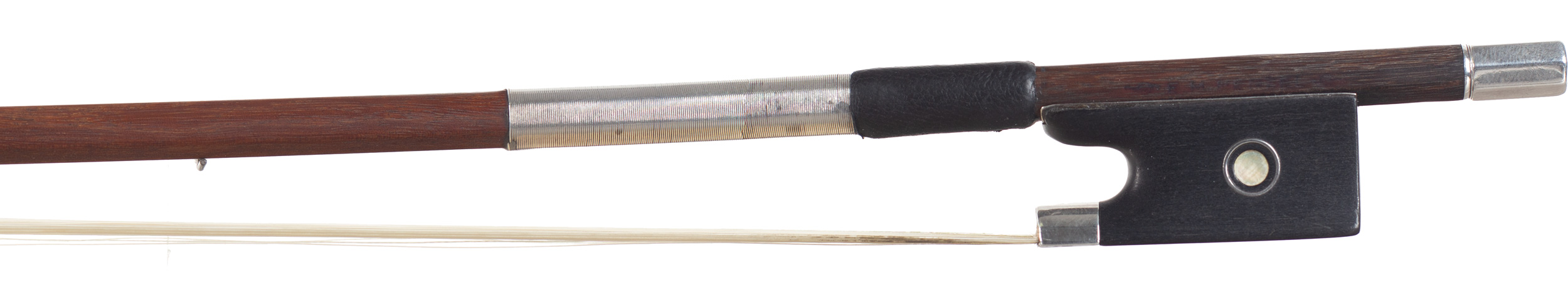 A silver-mounted violin bow by E. M. Penzel, Erlbach ,1910 — frog