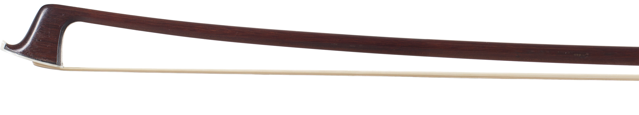 A nickel-mounted violin bow by August Moritz Knopf, circa 1890 — head