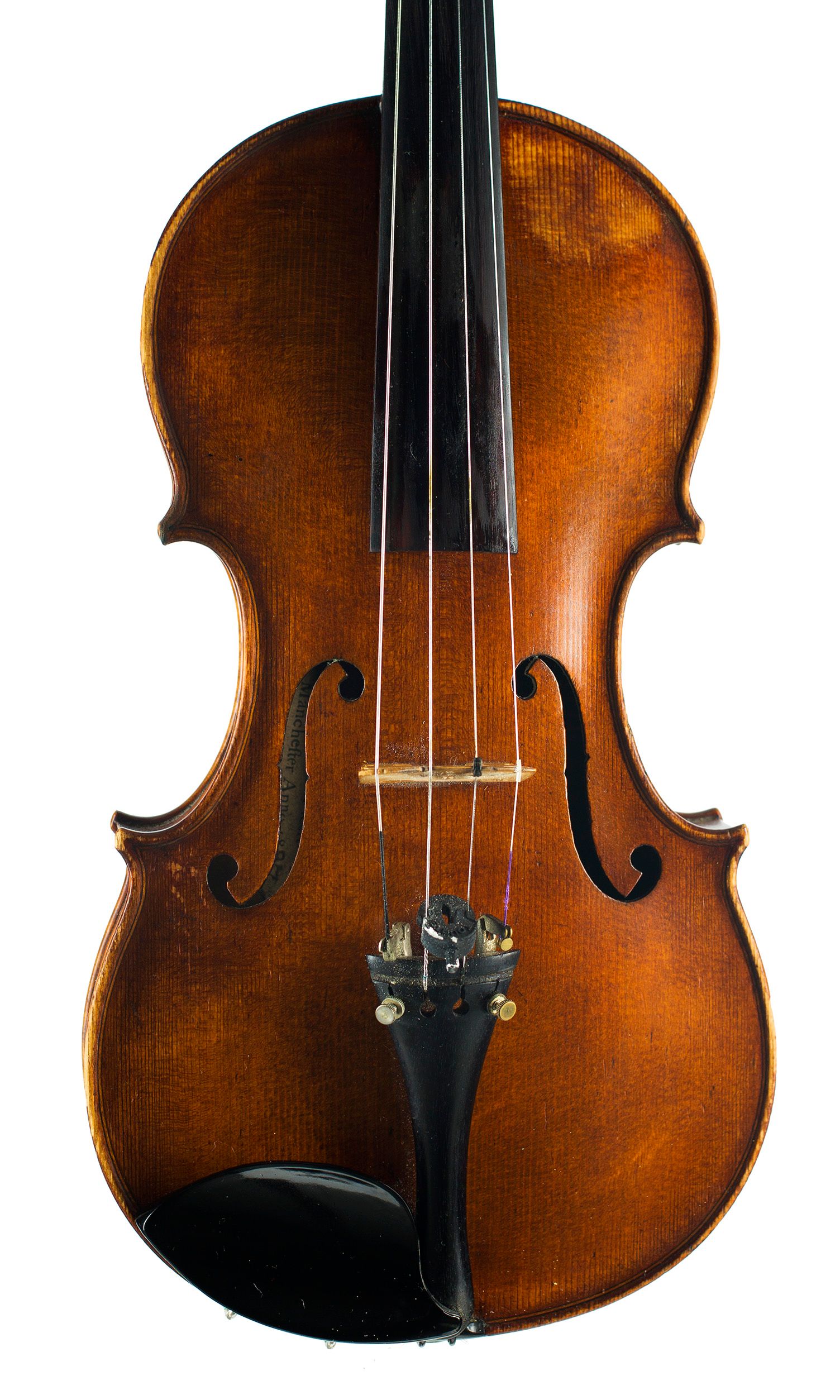 Violin by James Cole, Manchester, 1887 — angled view, 10°