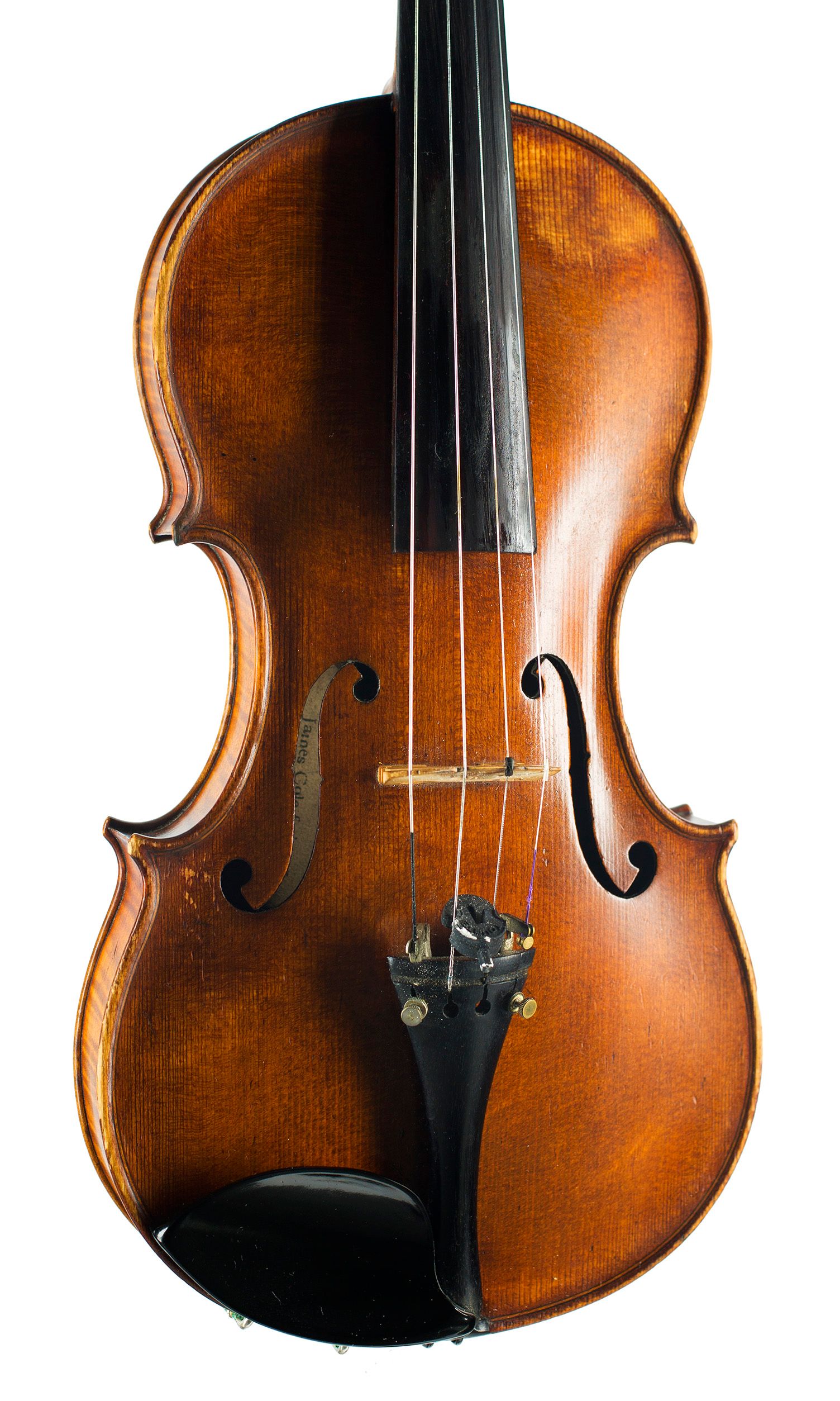 Violin by James Cole, Manchester, 1887 — angled view, 20°