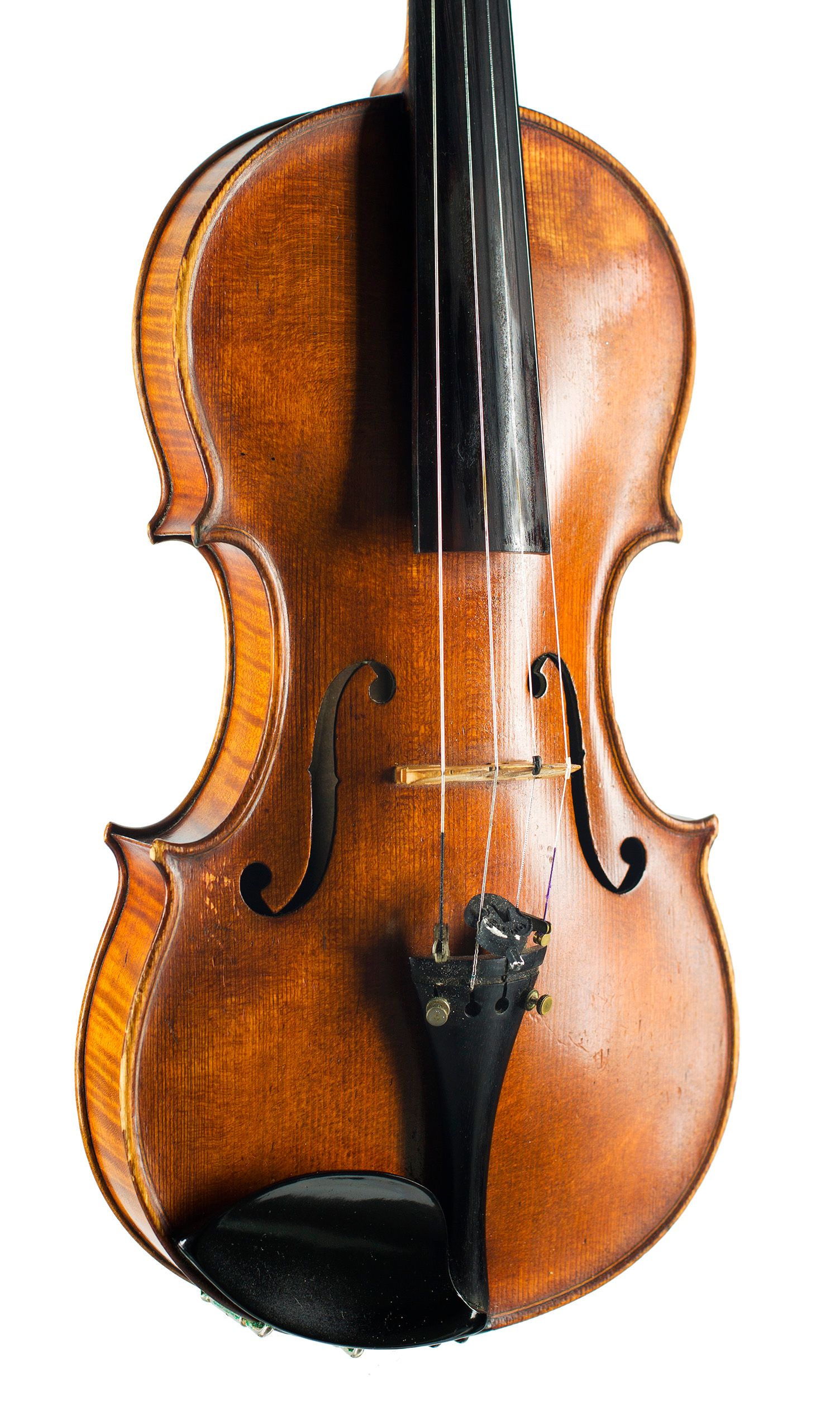 Violin by James Cole, Manchester, 1887 — angled view, 30°
