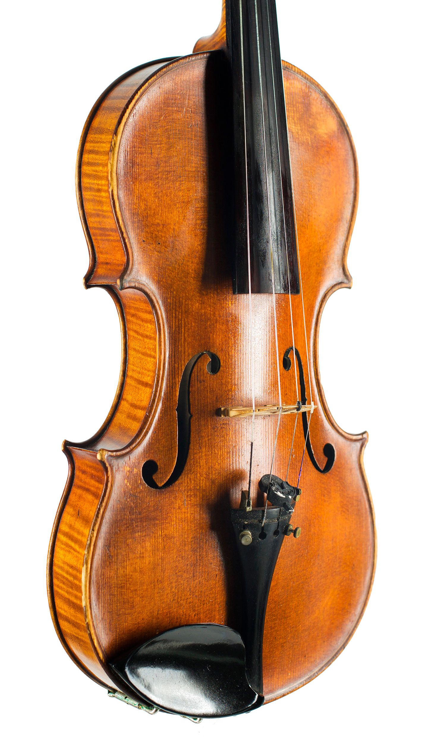 Violin by James Cole, Manchester, 1887 — angled view, 40°