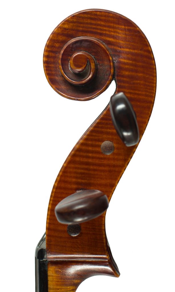 Cello by Lawrence Cocker, Derby, 1967 — scroll