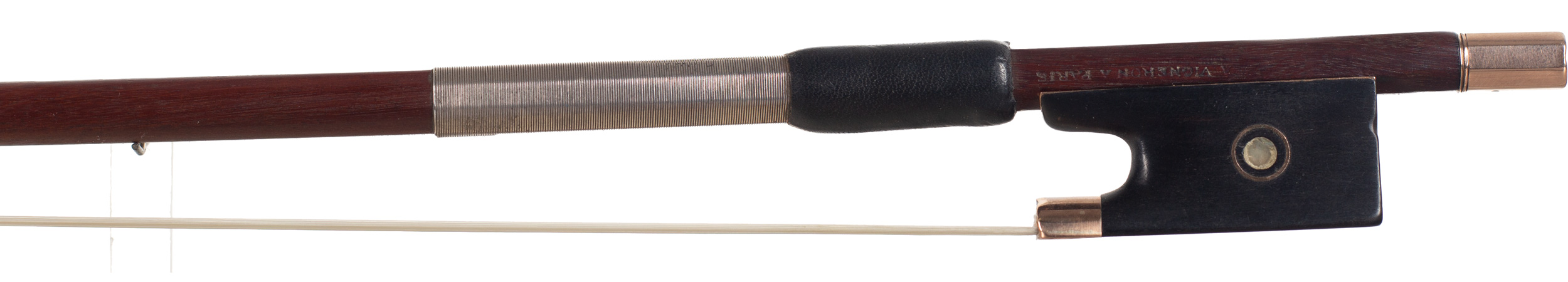 A gold-mounted violin bow by Joseph Arthur Vigneron (Pére), Paris, circa 1895 — frog