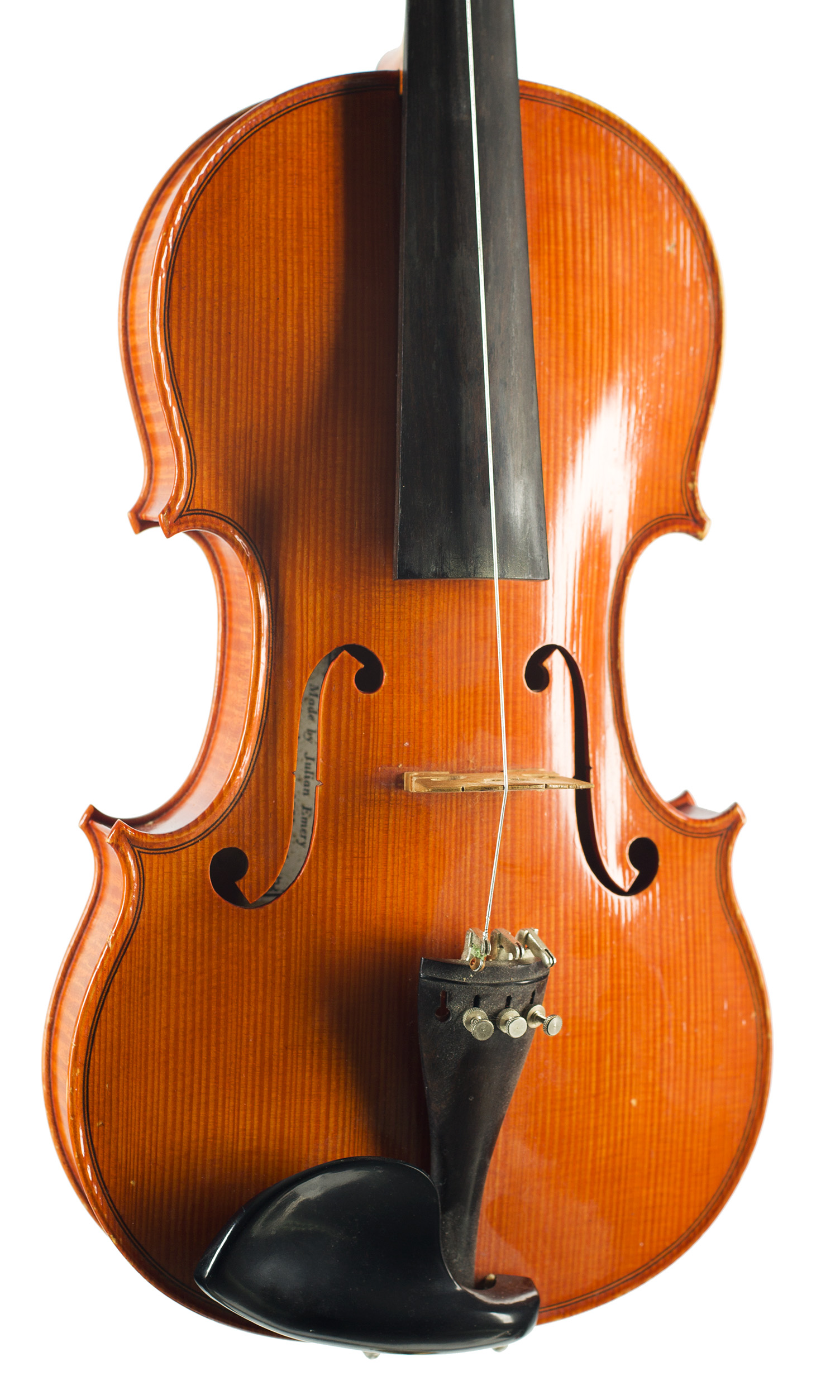 A violin by Julian Emery, England, 1981 — angled view, 20°