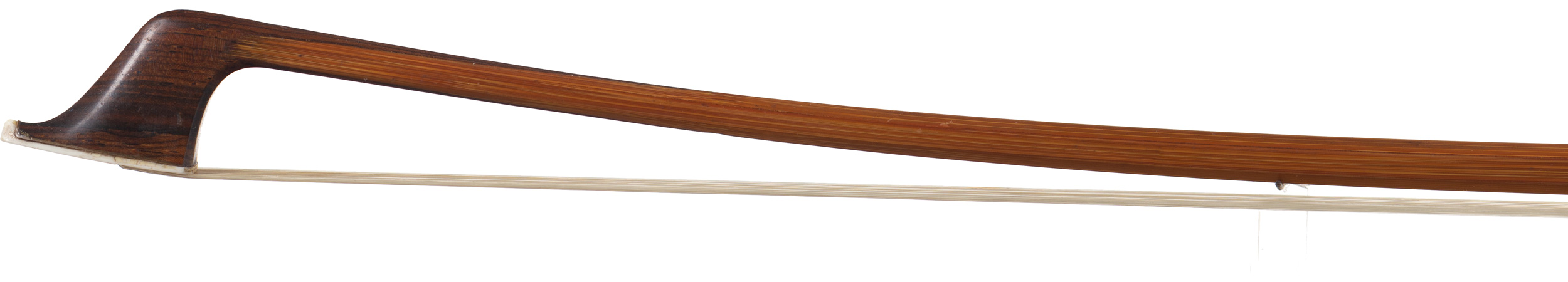 A nickel-mounted cello bow by Lawrence Cocker, Derby, circa 1950 — head