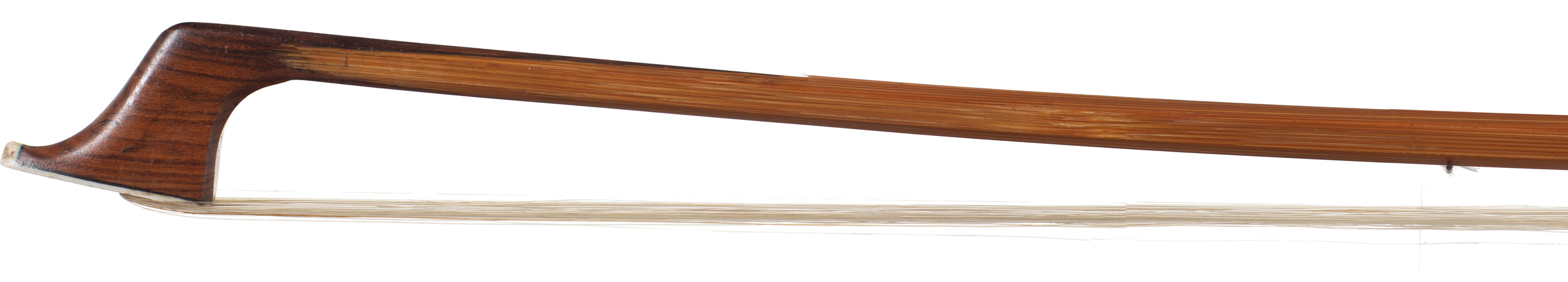 A nickel-mounted cello bow by Lawrence Cocker, Derby, circa 1950 — head