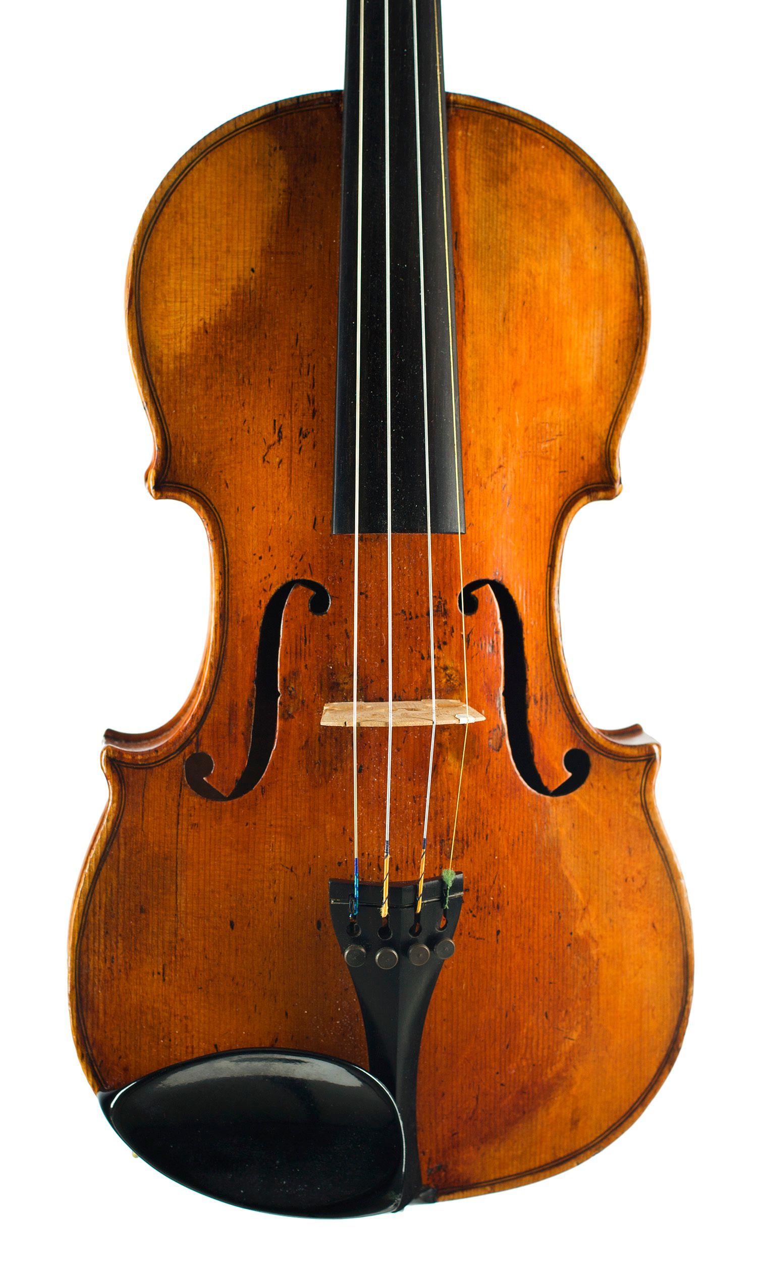 Violin by Francois Barbe, Mirecourt, 19th Century — angled view, 10°