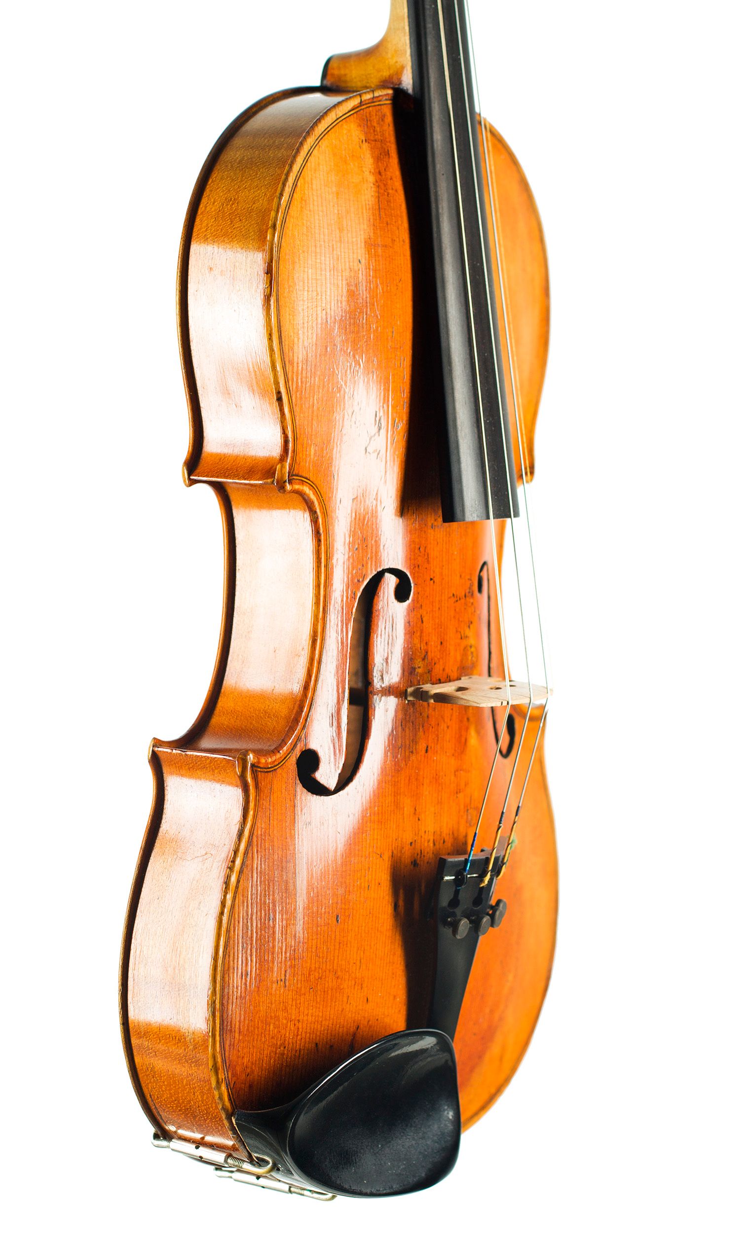 Violin by Francois Barbe, Mirecourt, 19th Century — angled view, 60°