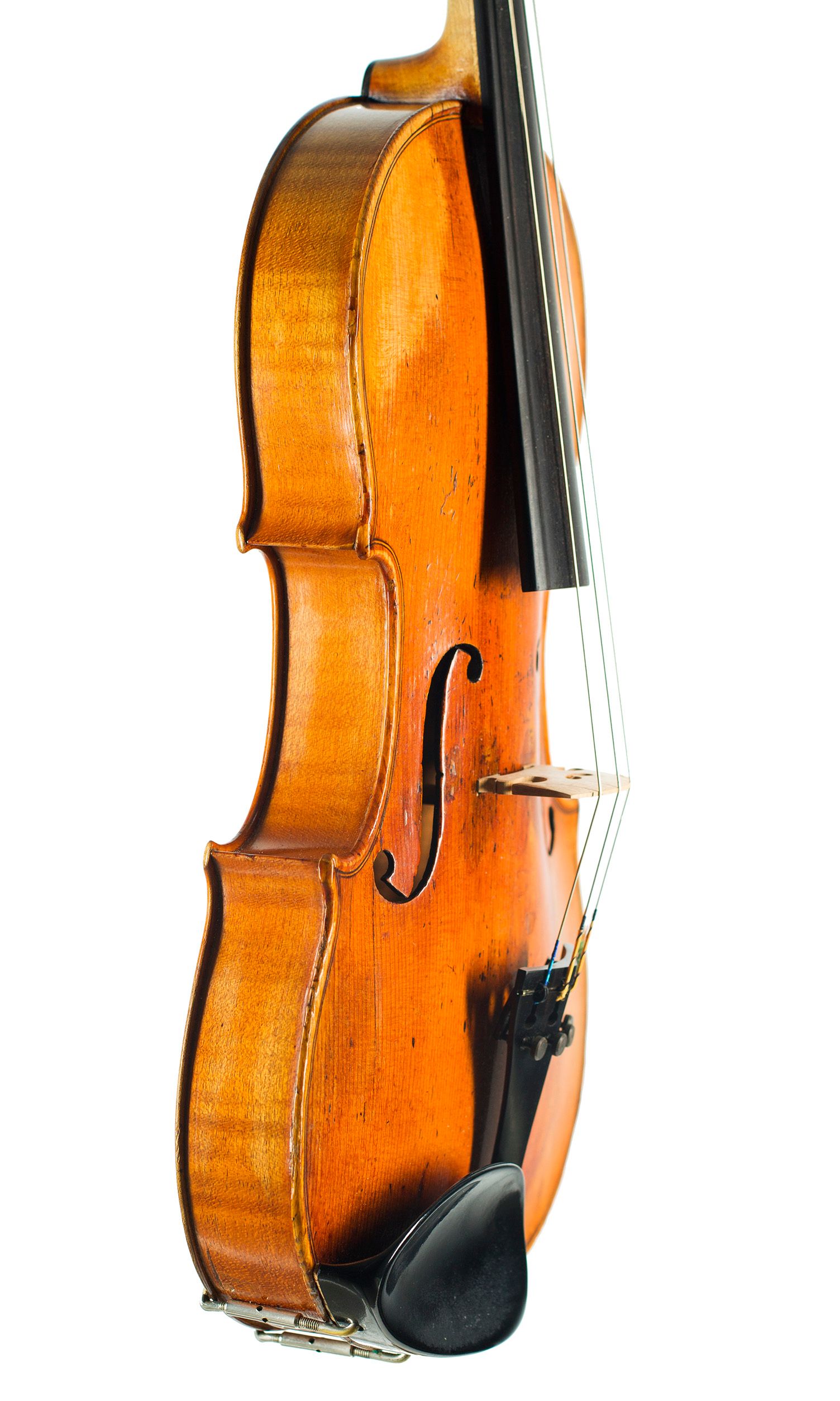 Violin by Francois Barbe, Mirecourt, 19th Century — angled view, 70°