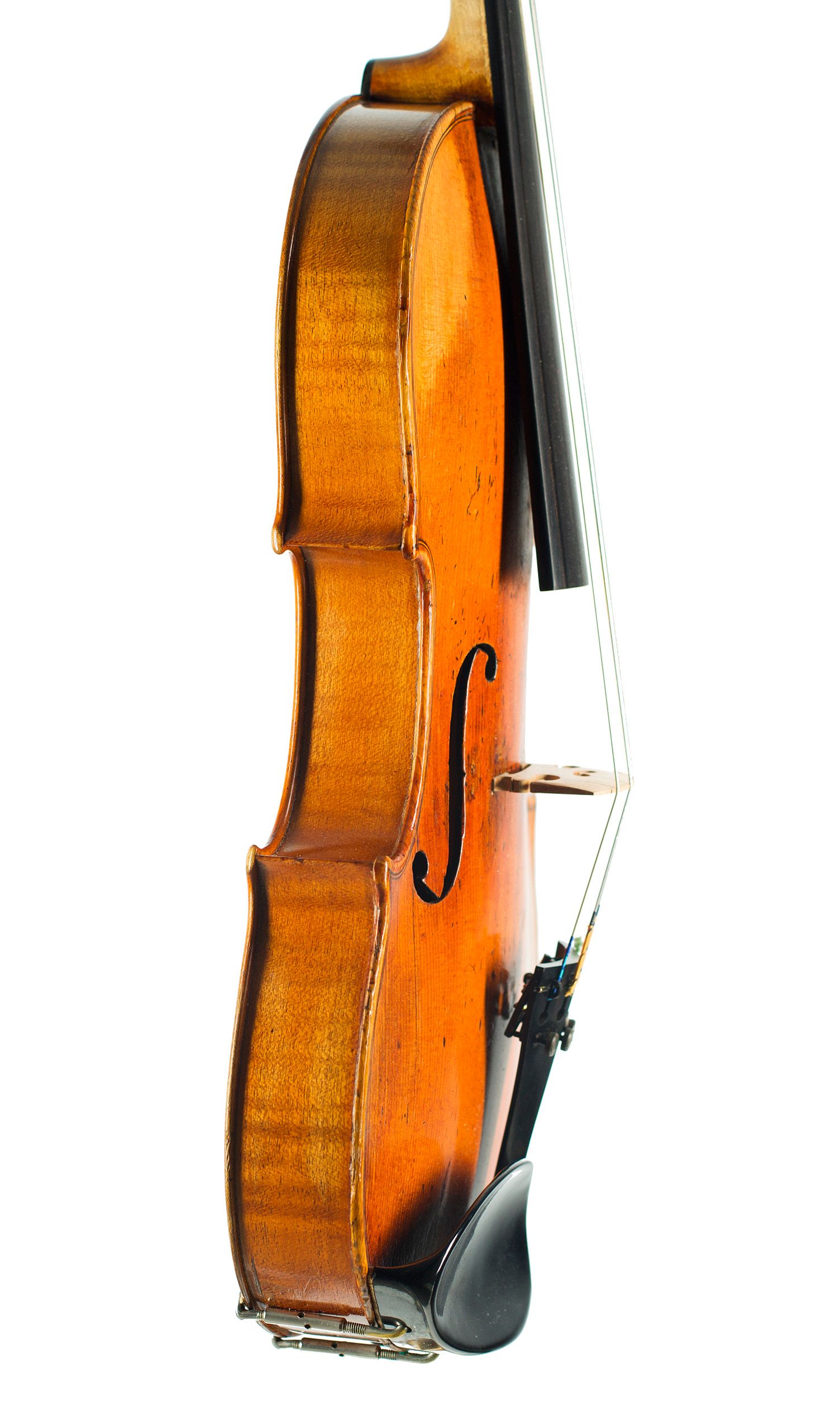 Violin by Francois Barbe, Mirecourt, 19th Century — angled view, 80°