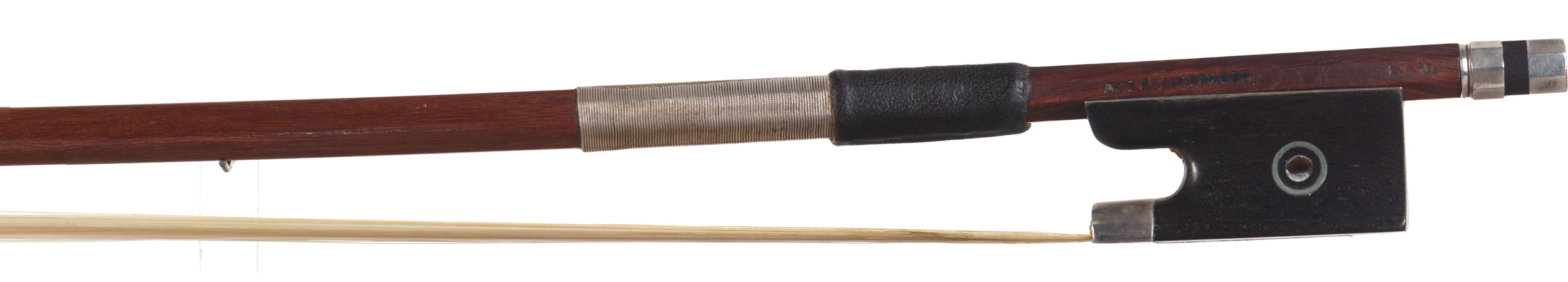 A silver-mounted violin bow by Edwin August Prager, Markneukirchen — frog