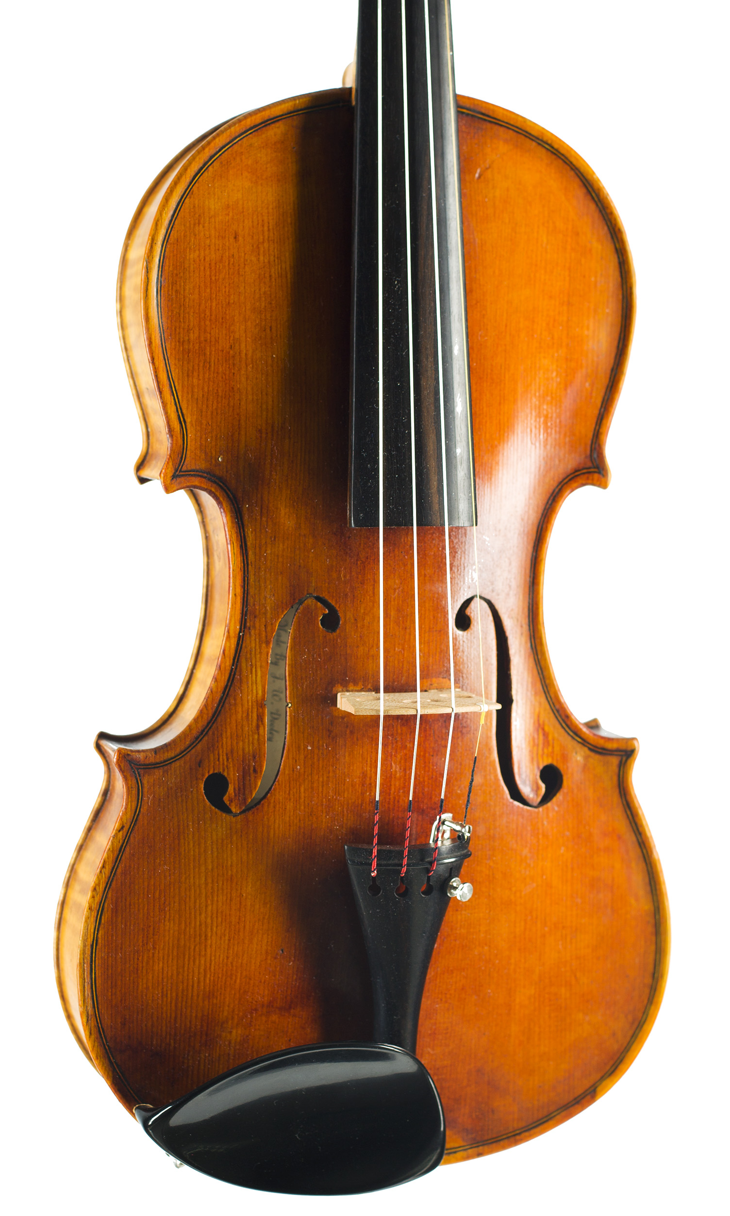 A violin by J. W. Dooley, Glasgow, 1928 — angled view, 20°