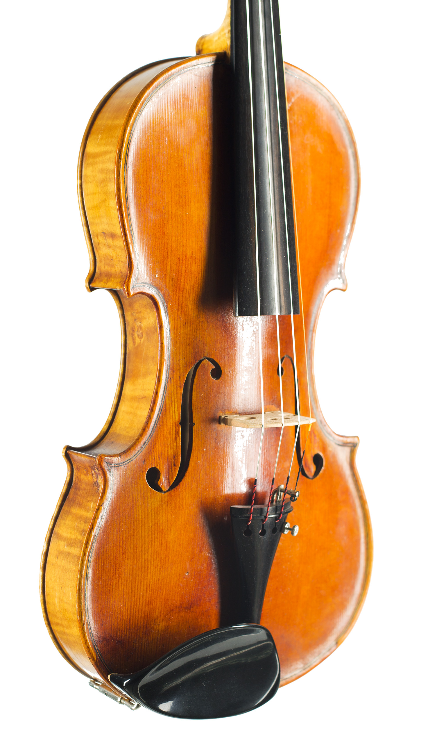 A violin by J. W. Dooley, Glasgow, 1928 — angled view, 40°