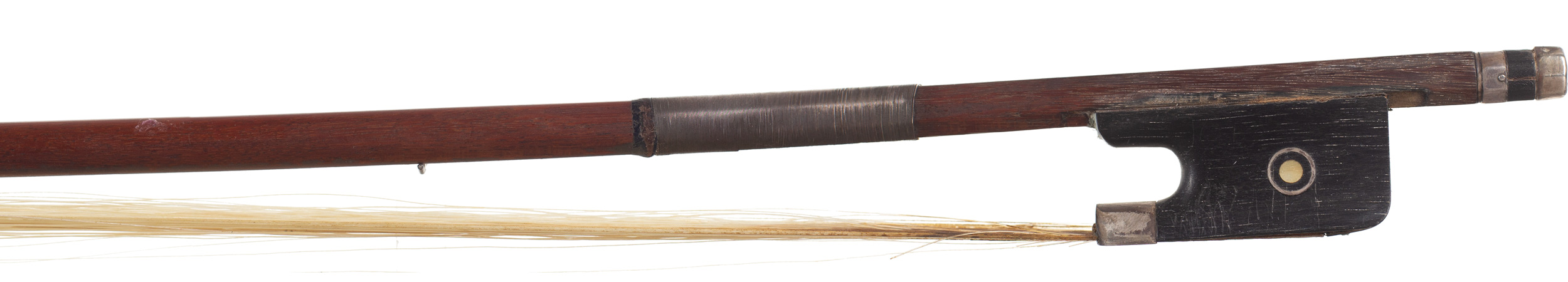 A silver-mounted viola bow by Louis Morizot, Mirecourt — frog