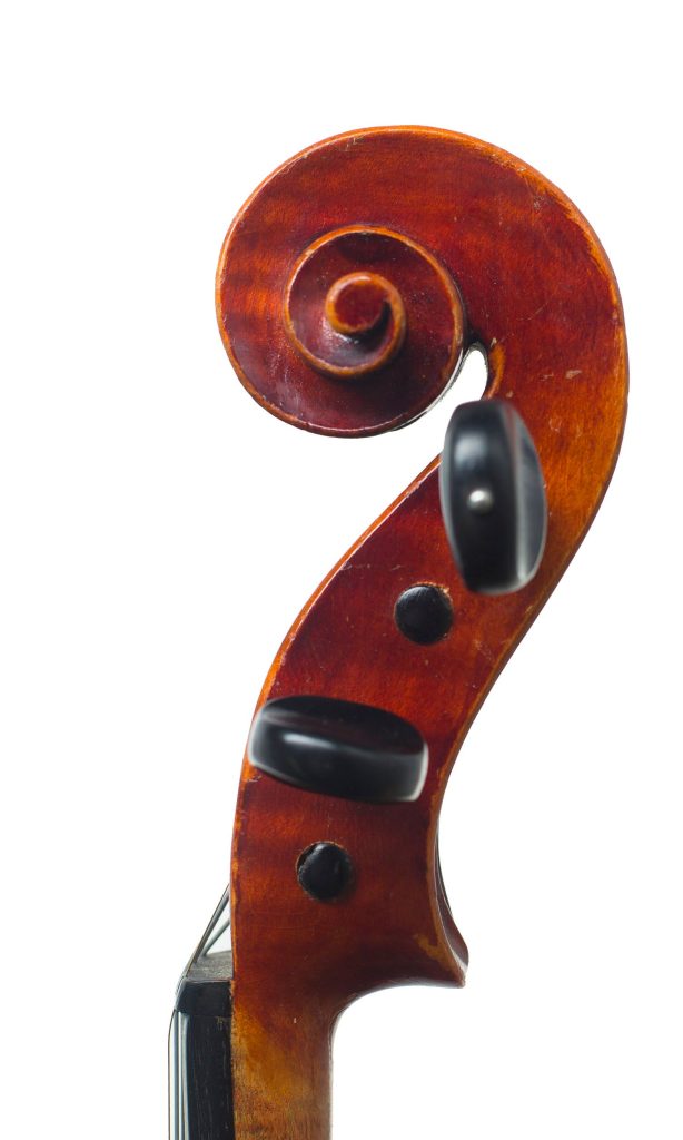Violin, Workshop of Marc Laberte, Mirecourt, circa 1920 — scroll
