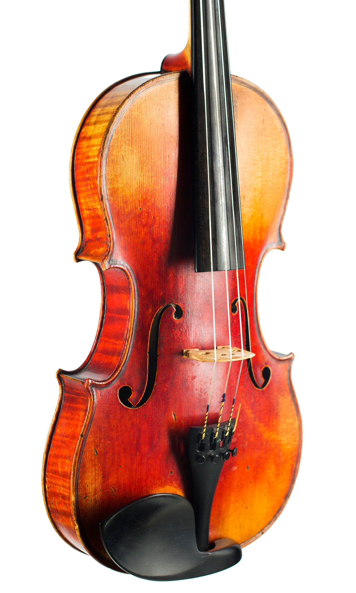 Violin by Szepessy Bela, London, 1914 — angled view, 40°