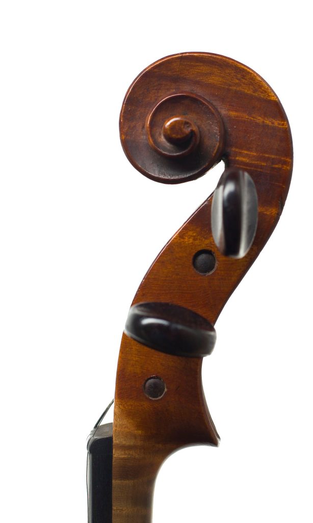 Violin by Heinrich Schwarz, Leipzig, circa 1920 — scroll