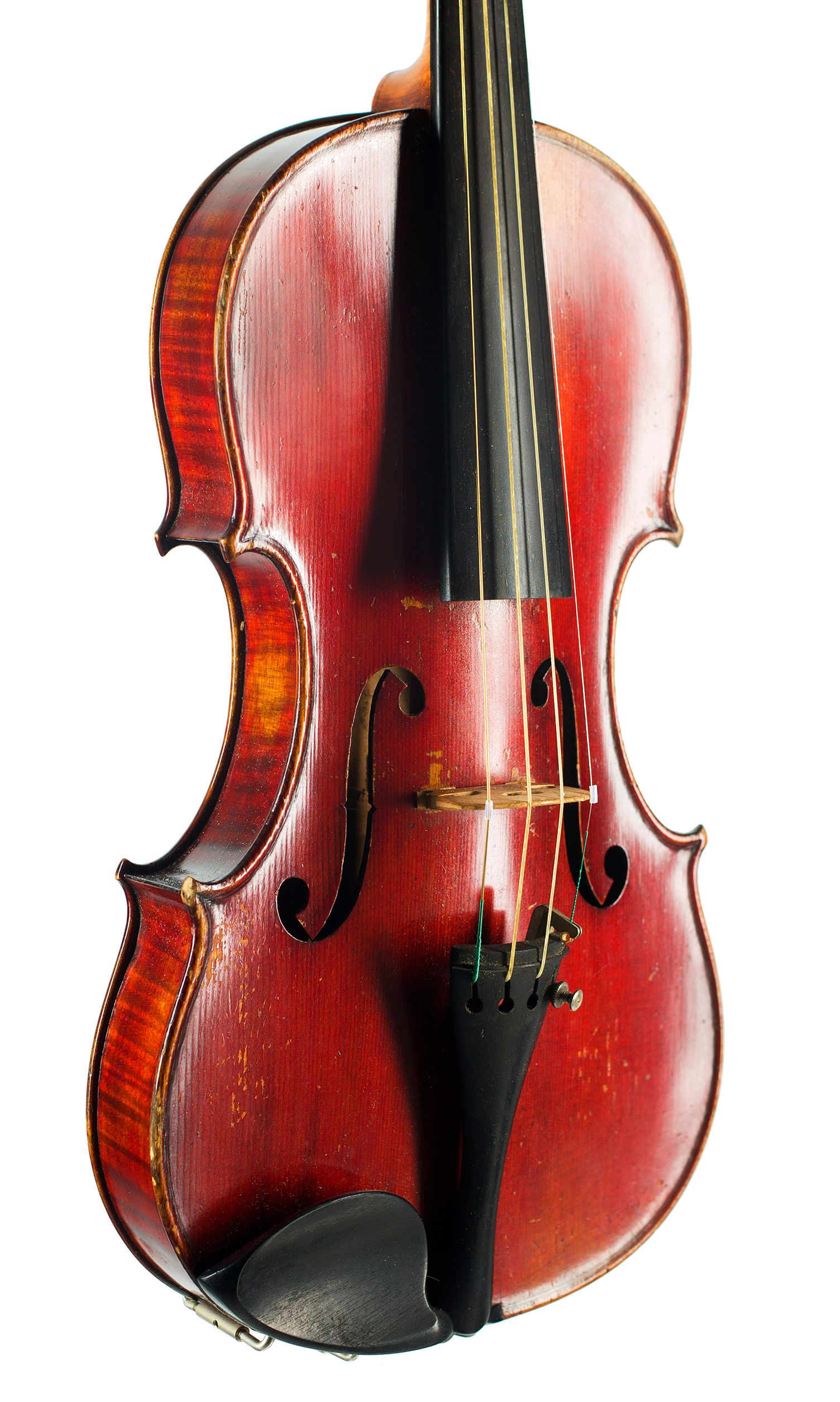 Violin by Georges Adolphe Chanot, Manchester, 1898 — angled view, 40°