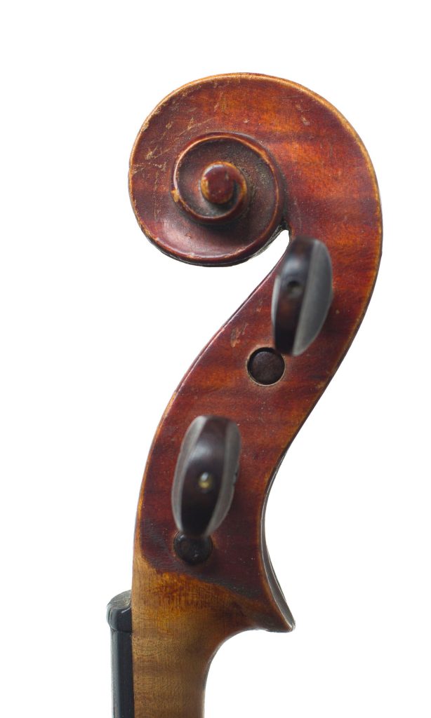 Violin by James Hardie, Edinburgh, 1885 — scroll