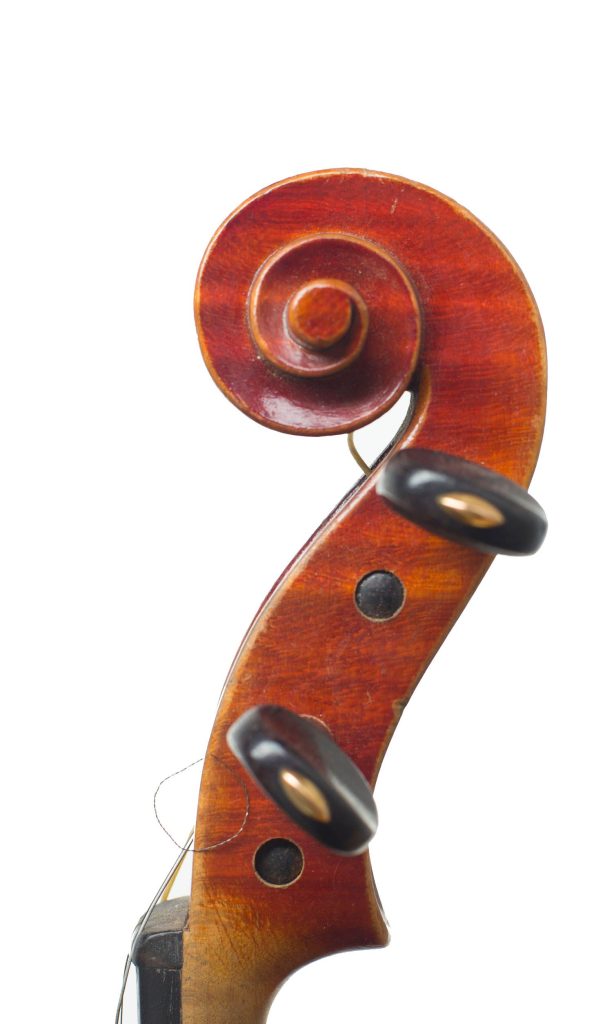 Violin, Workshop of Jerome Thibouville-Lamy, Mirecourt, circa 1930 — scroll