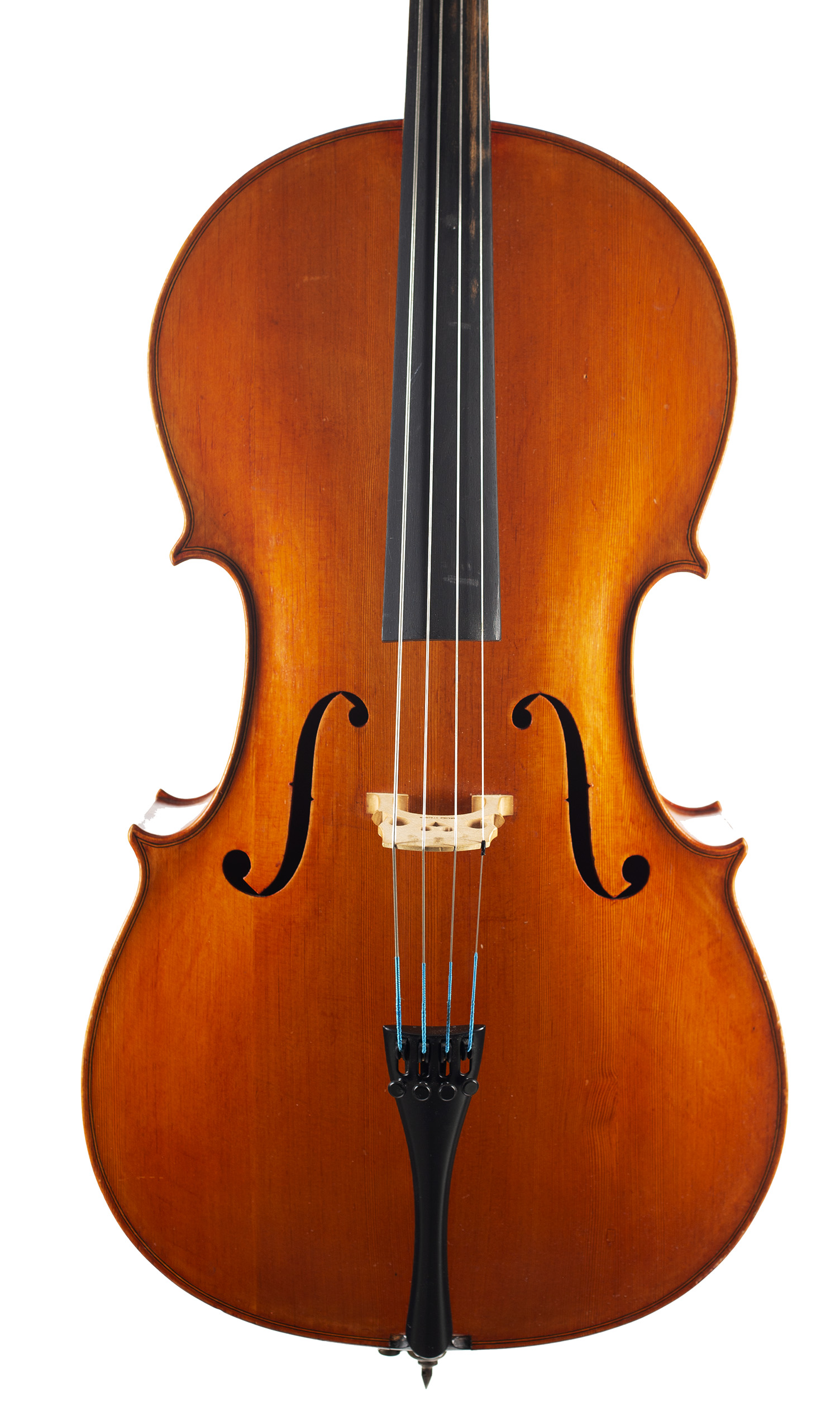 A three-quarter-sized cello by John Hodinott, Wimbourne, 1970 — front