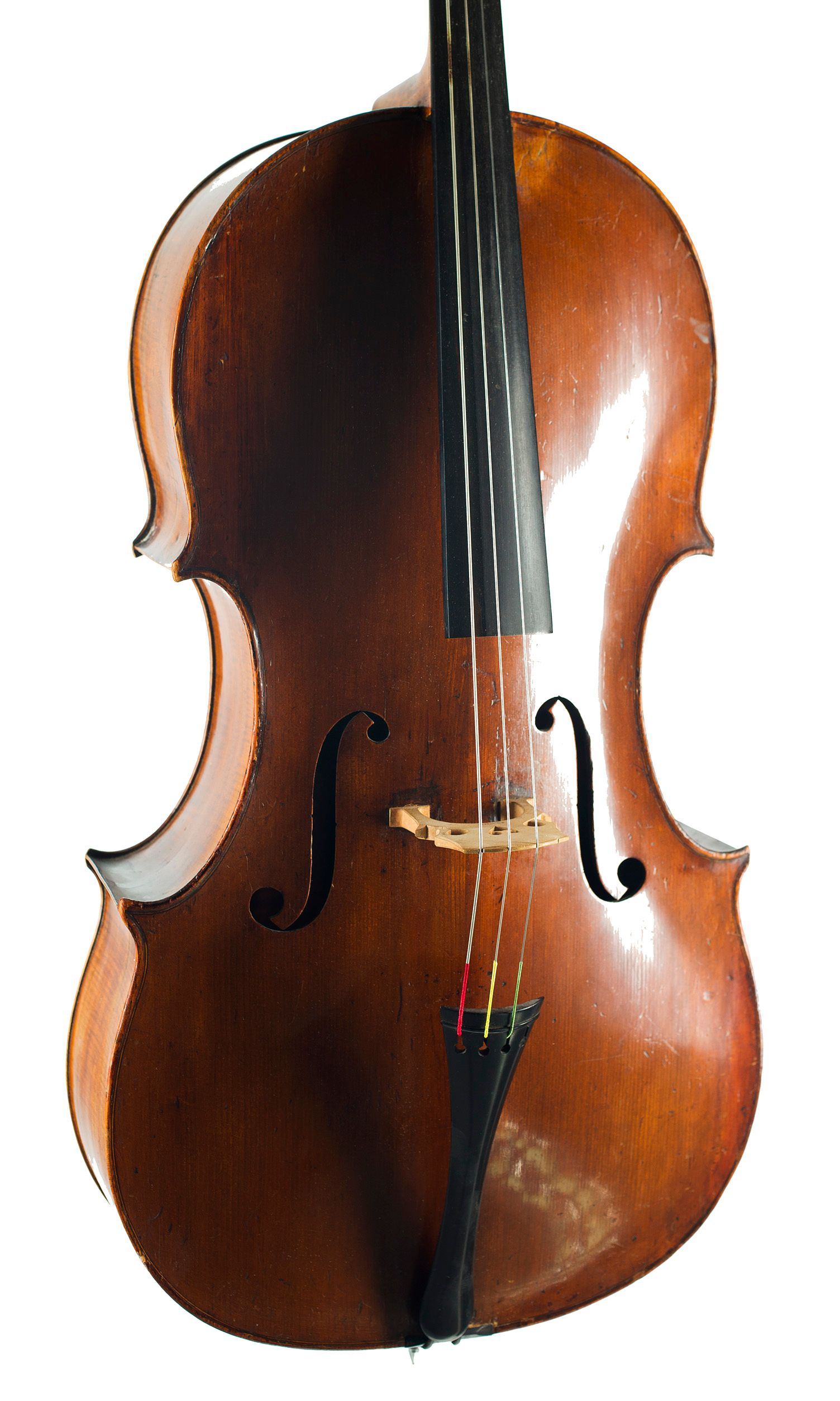 Cello by Thomas Kennedy, London, 1837 — angled view, 30°
