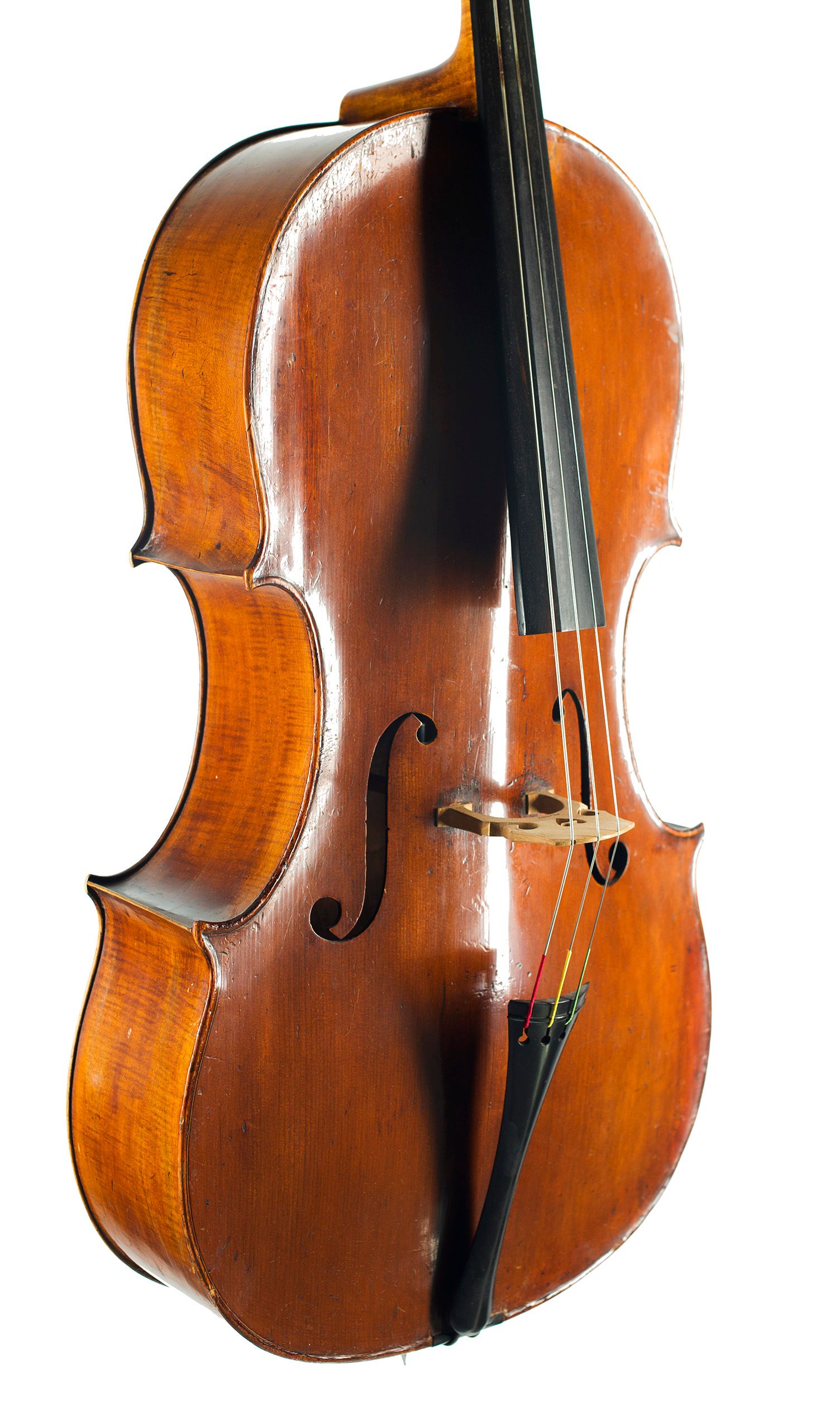 Cello by Thomas Kennedy, London, 1837 — angled view, 40°