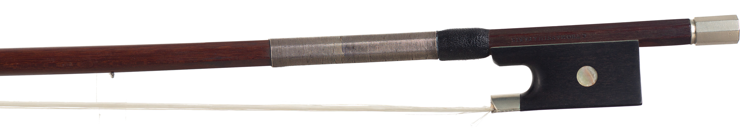 A nickel-mounted violin bow by Claude Auguste Thomassin, Paris, circa 1910 — frog