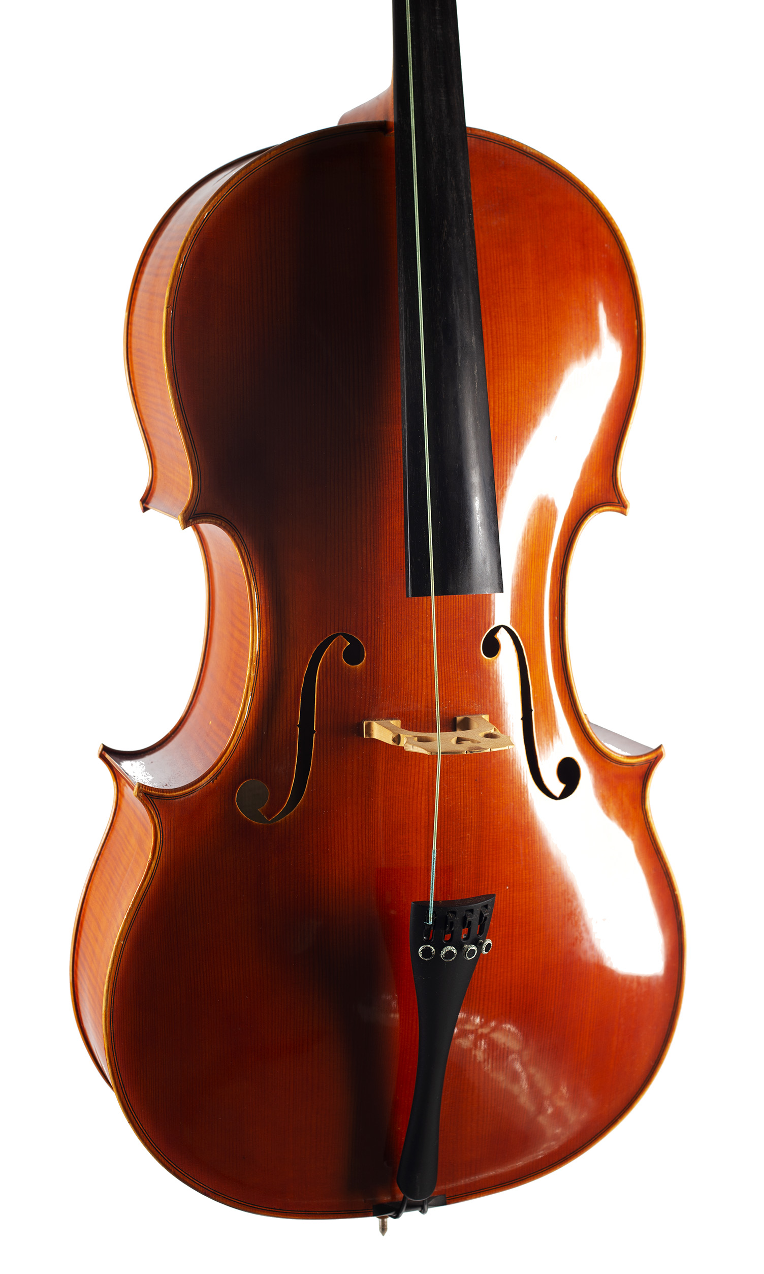 A cello by Ragnar Hayn, Newark, 1999 — angled view, 20°