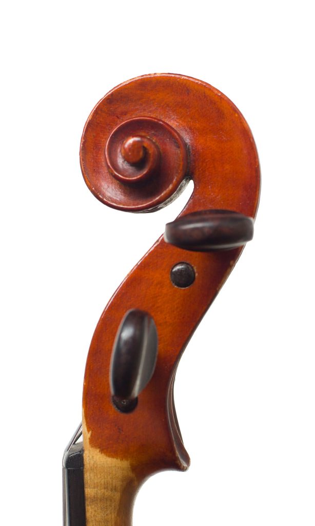 Violin, Workshop of Antonio Lechi, Cremona, 1921 — scroll