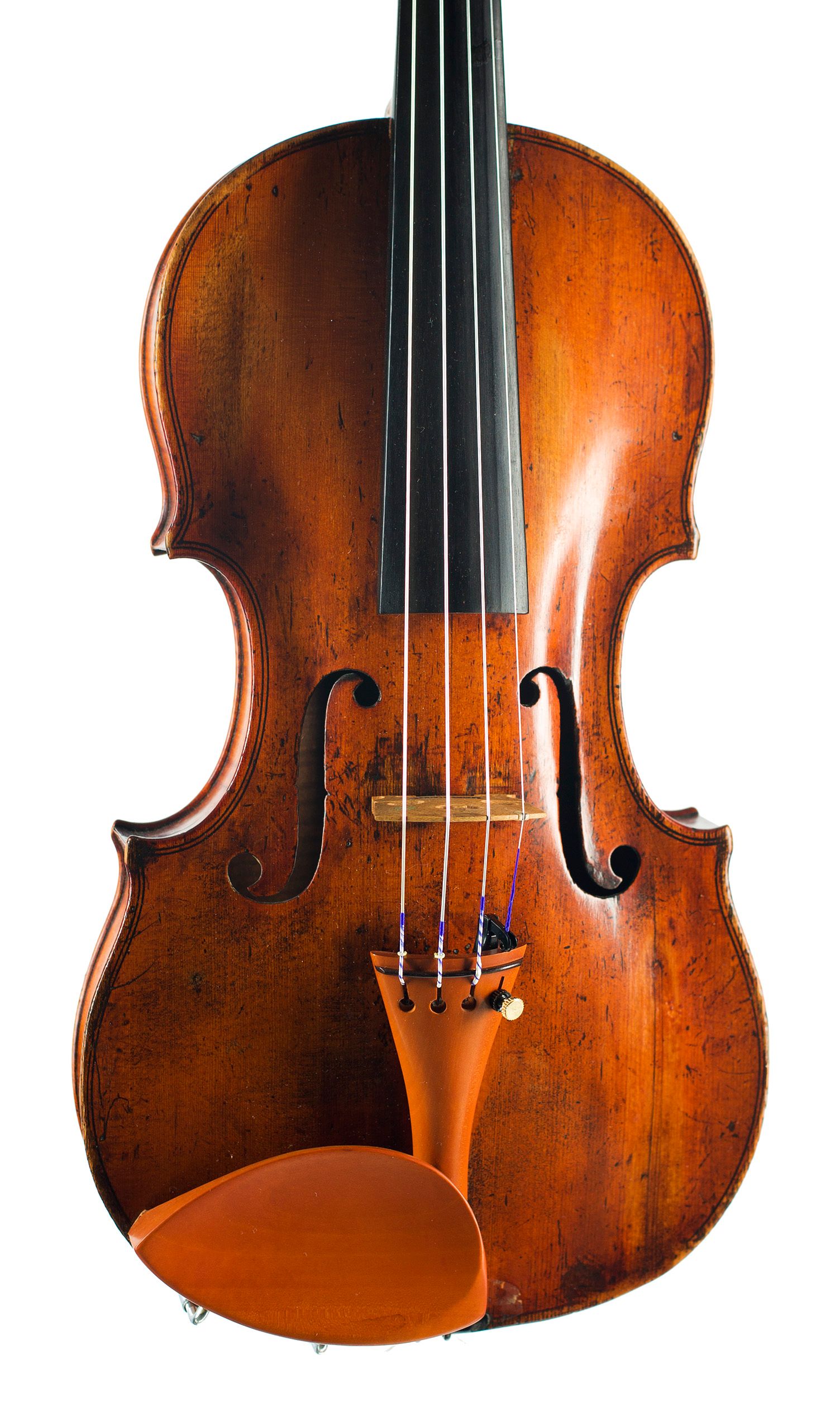 Violin by Charles and Samuel Thompson, London, circa 1770 — angled view, 10°