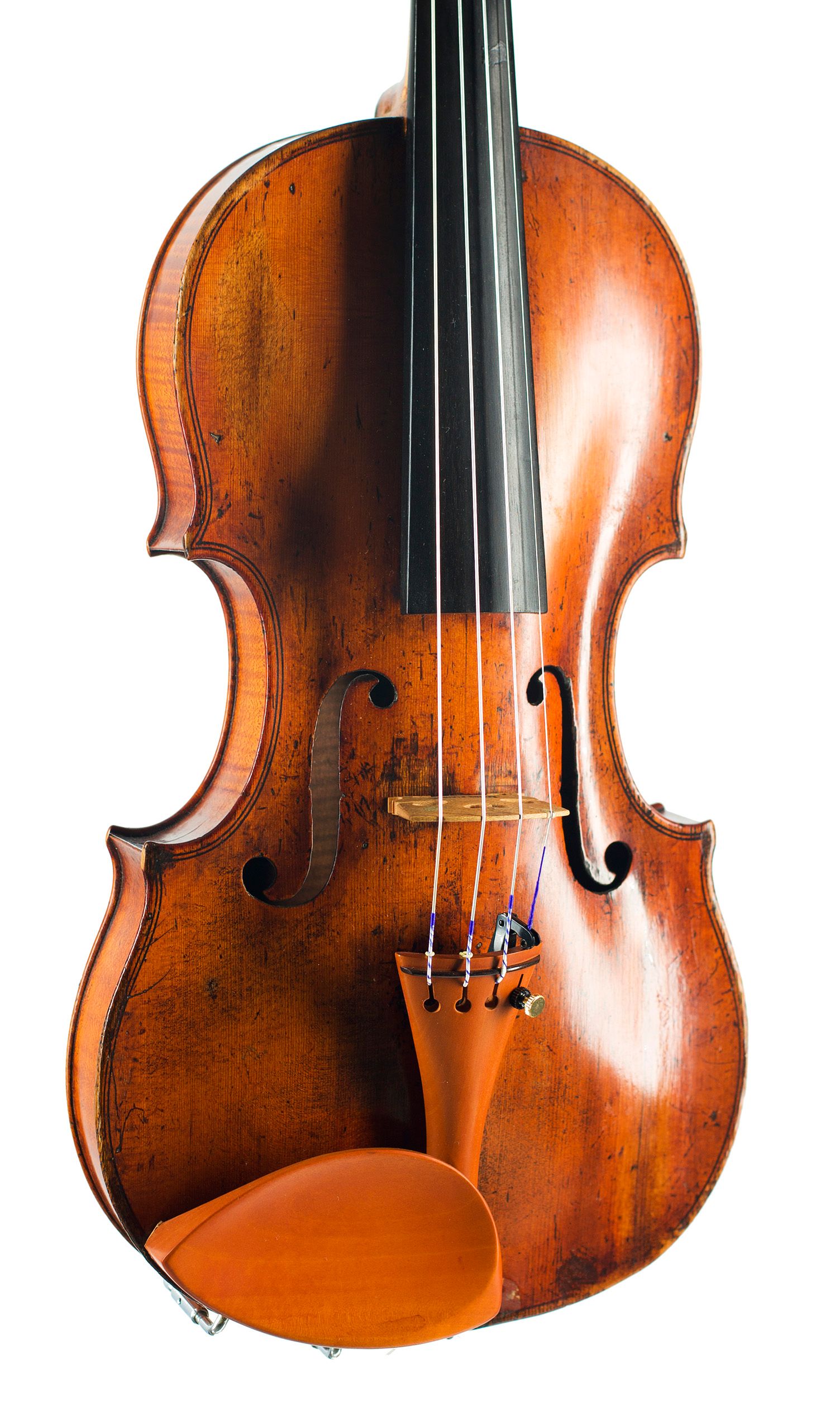 Violin by Charles and Samuel Thompson, London, circa 1770 — angled view, 20°