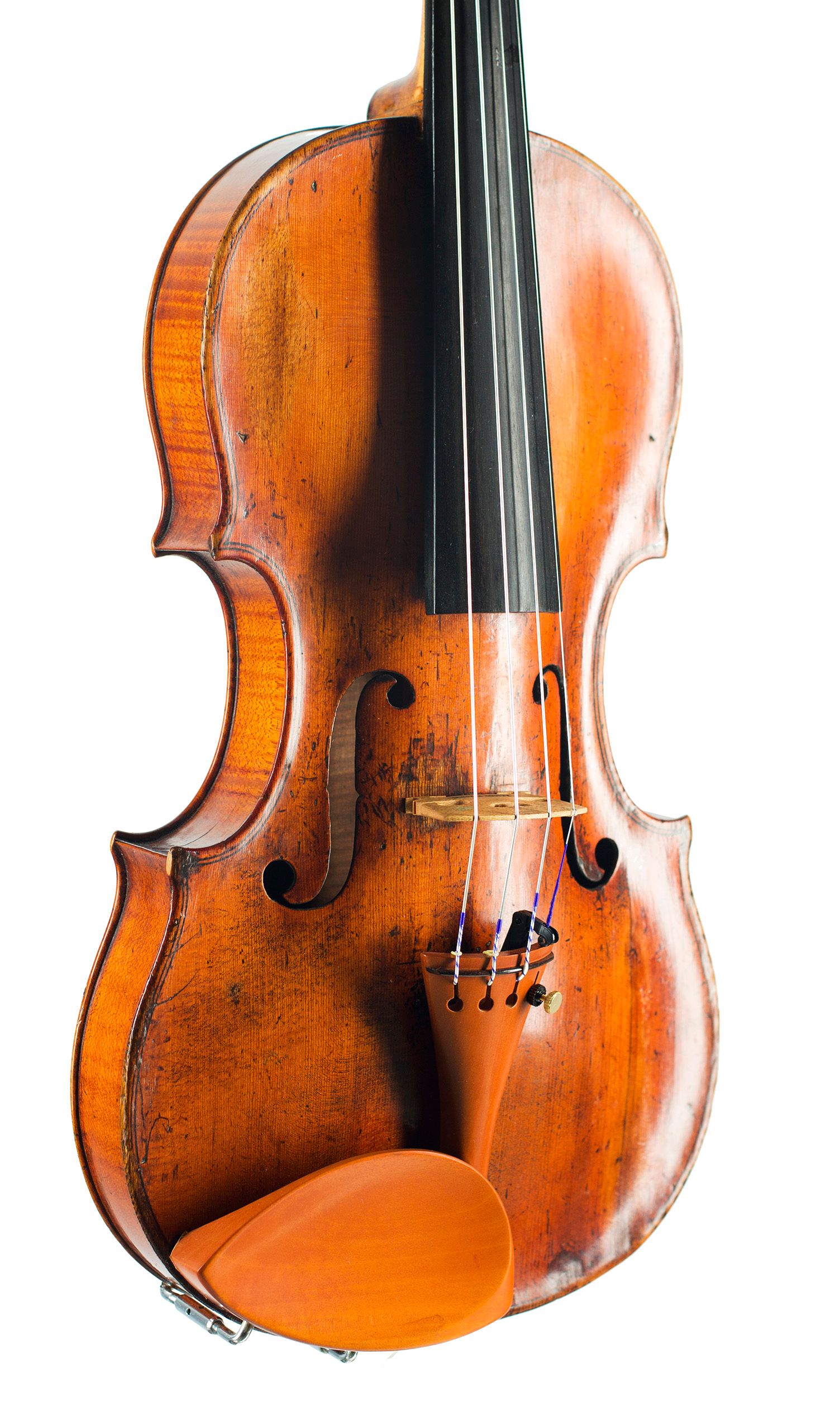 Violin by Charles and Samuel Thompson, London, circa 1770 — angled view, 30°